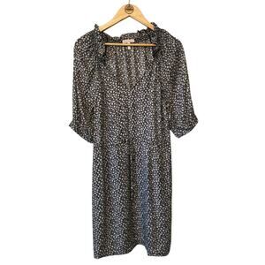 Rebecca Taylor Dress Lauren 100% Silk Floral V-Neck Cottagecore Women's Size 10